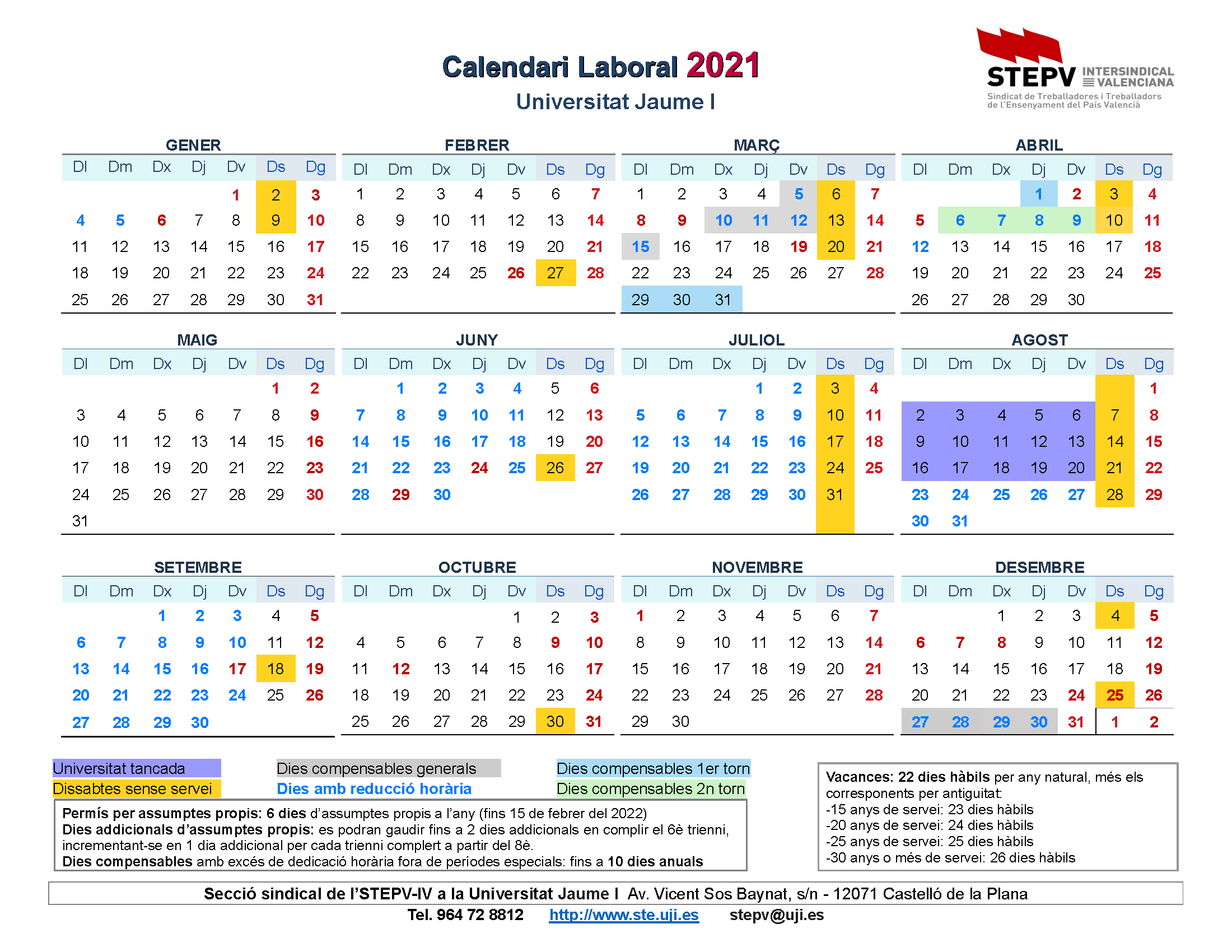 Calendari Laboral 2021